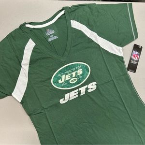 New York NY Jets NFL Football Green White Tee Shirt Short Sleeve Sparkle Logo